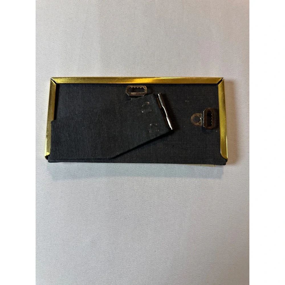 Vintage Hand Polished Solid Brass Triple Picture Frame Gold Triptych 5.25x2.5